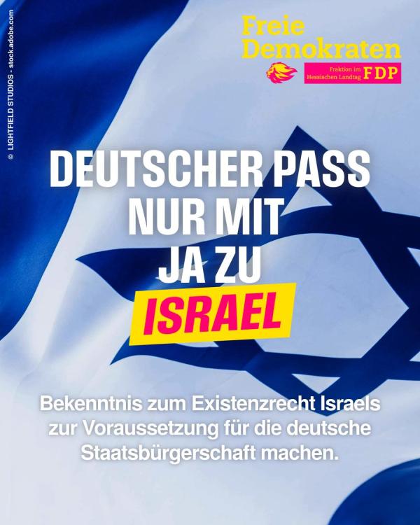 Grafik deutscher Pass nur mit Ja zu Israel